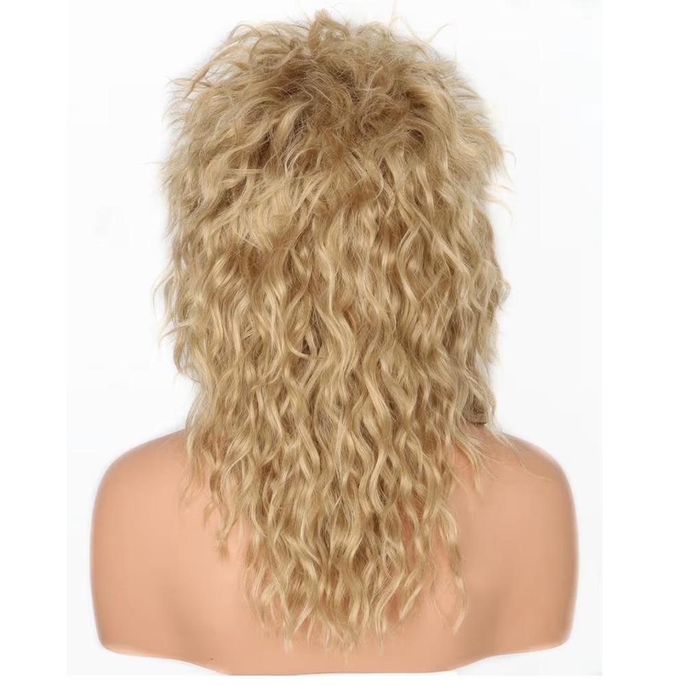 NWT LeMarnia 80s Rock Diva Mullet Wig Blonde Brown Halloween Cosplay Unisex - Picture 3 of 5